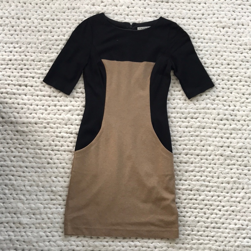 Trina Turk Black and Tan Sheath Mini Dress for Work